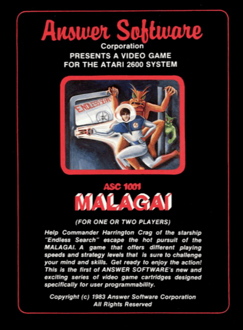 Malagai box art for Atari 2600